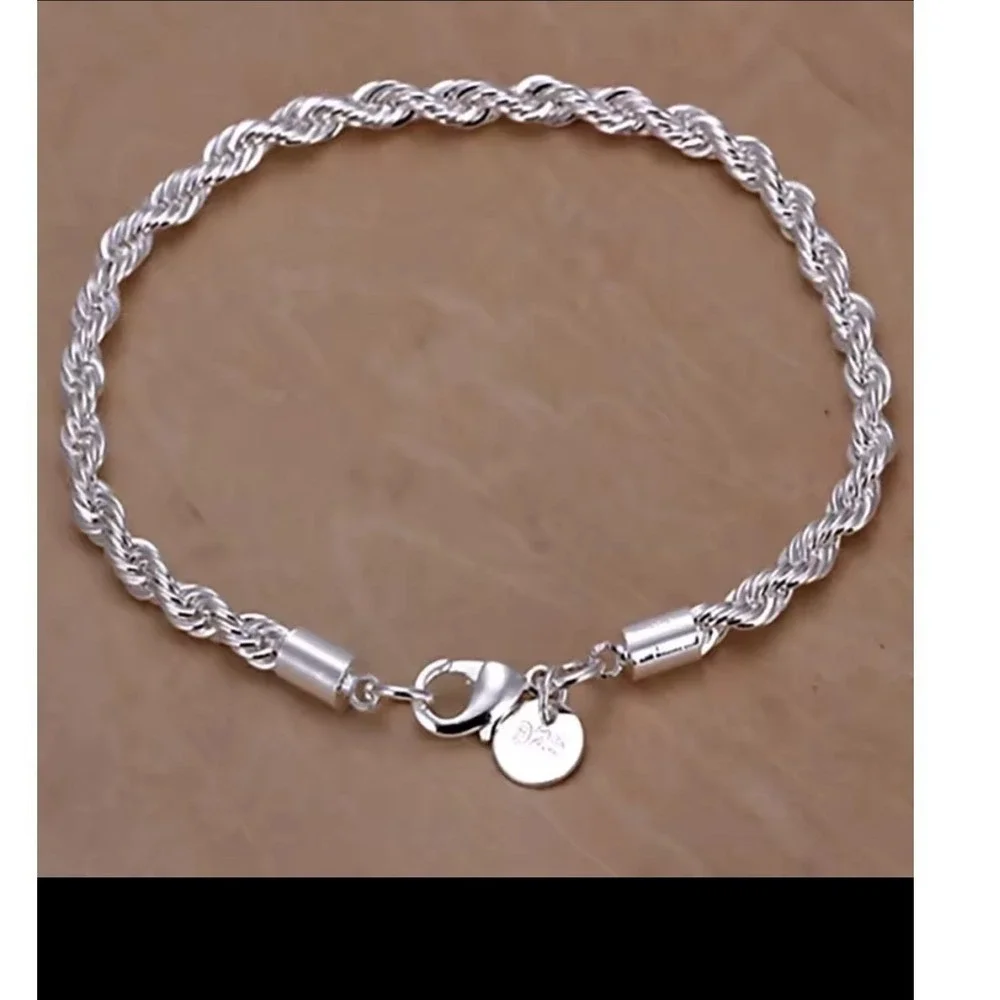 NEW‎ Sterling Silver 925 Rope Chain Bracelet